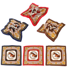 Load image into Gallery viewer, Premium 100% Pure Silk Horse & Chains Small Square Scarf 21" - Diff Colors Avail