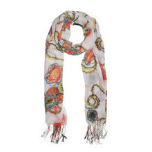 Load image into Gallery viewer, Elegant Flower Print Fringe Scarf