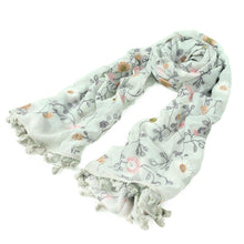 Load image into Gallery viewer, Premium Embroidered Floral Dainty Tassel Hem Scarf Wrap Shawl
