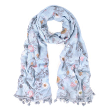 Load image into Gallery viewer, Premium Embroidered Floral Dainty Tassel Hem Scarf Wrap Shawl
