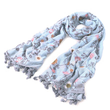 Load image into Gallery viewer, Premium Embroidered Floral Dainty Tassel Hem Scarf Wrap Shawl