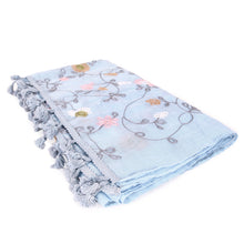 Load image into Gallery viewer, Premium Embroidered Floral Dainty Tassel Hem Scarf Wrap Shawl