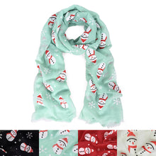 Load image into Gallery viewer, Holiday Christmas Snowman Snowflake Print Winter 3D Patterned Scarf Wrap
