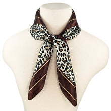 Load image into Gallery viewer, Elegant Silk Feel Leopard Animal Print Square Scarf 24" - Different Colors Available