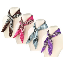 Load image into Gallery viewer, Elegant Silk Feel Leopard Animal Print Square Scarf 24" - Different Colors Available