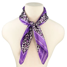 Load image into Gallery viewer, Elegant Silk Feel Leopard Animal Print Square Scarf 24" - Different Colors Available