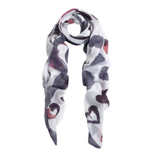 Load image into Gallery viewer, Elegant Hearts Print Frayed End Scarf Wrap - Diff Colors Available