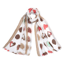 Load image into Gallery viewer, Elegant Hearts Print Frayed End Scarf Wrap - Diff Colors Available