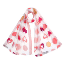 Load image into Gallery viewer, Elegant Hearts Print Frayed End Scarf Wrap - Diff Colors Available