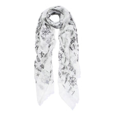 Load image into Gallery viewer, Elegant Anchor & Rudder Print Frayed End Scarf Wrap - Diff Colors Available