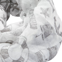 Load image into Gallery viewer, Elegant Anchor & Rudder Print Frayed End Scarf Wrap - Diff Colors Available