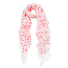 Load image into Gallery viewer, Elegant Anchor & Rudder Print Frayed End Scarf Wrap - Diff Colors Available