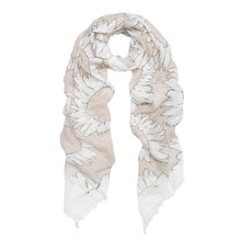 Load image into Gallery viewer, Elegant Sunflower Print Floral Frayed End Scarf - Different Colors