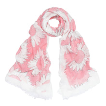 Load image into Gallery viewer, Elegant Sunflower Print Floral Frayed End Scarf - Different Colors