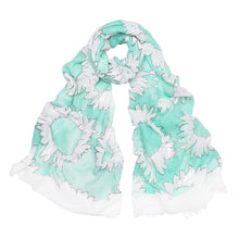 Load image into Gallery viewer, Elegant Sunflower Print Floral Frayed End Scarf - Different Colors