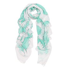 Load image into Gallery viewer, Elegant Sunflower Print Floral Frayed End Scarf - Different Colors