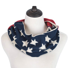 Load image into Gallery viewer, Unisex Soft Winter Stars &amp; Stripes US Flag Style Infinity Loop Circle Scarf
