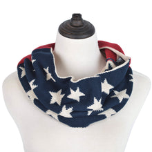 Load image into Gallery viewer, Unisex Soft Winter Stars & Stripes US Flag Style Infinity Loop Circle Scarf