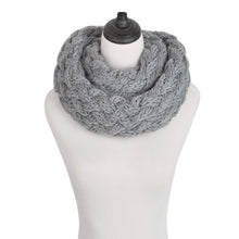 Load image into Gallery viewer, Premium Solid Winter Criss Cross Knit Thick Infinity Loop Circle Scarf