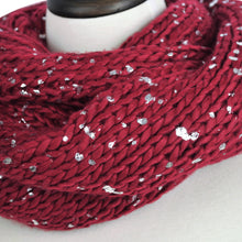 Load image into Gallery viewer, Premium Unique Winter Silver Flakes Rib Knit Soft Infinity Loop Circle Scarf