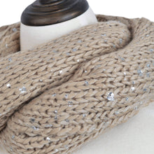 Load image into Gallery viewer, Premium Unique Winter Silver Flakes Rib Knit Soft Infinity Loop Circle Scarf