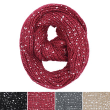 Load image into Gallery viewer, Premium Unique Winter Silver Flakes Rib Knit Soft Infinity Loop Circle Scarf