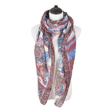 Load image into Gallery viewer, Premium Tribal Paisley Floral Print Frayed Edge Scarf Shawl Wrap - Diff Colors