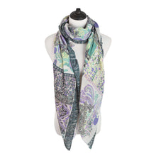 Load image into Gallery viewer, Premium Tribal Paisley Floral Print Frayed Edge Scarf Shawl Wrap - Diff Colors