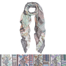 Load image into Gallery viewer, Premium Tribal Paisley Floral Print Frayed Edge Scarf Shawl Wrap - Diff Colors