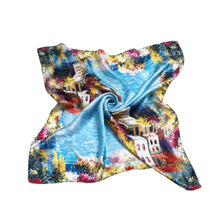 Load image into Gallery viewer, TrendsBlue Premium 100% Pure Silk Floral Print Small Square Scarf 21"