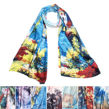 Load image into Gallery viewer, TrendsBlue Premium 100% Pure Silk Floral Scenery Painting Scarf Shawl Wrap