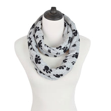 Load image into Gallery viewer, Premium Soft Faux Fur Dog Paw Print Infinity Loop Circle Scarf - Diff Colors