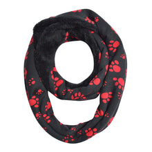 Load image into Gallery viewer, Premium Soft Faux Fur Dog Paw Print Infinity Loop Circle Scarf - Diff Colors