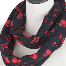 Load image into Gallery viewer, Premium Soft Faux Fur Dog Paw Print Infinity Loop Circle Scarf - Diff Colors