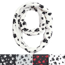 Load image into Gallery viewer, Premium Soft Faux Fur Dog Paw Print Infinity Loop Circle Scarf - Diff Colors