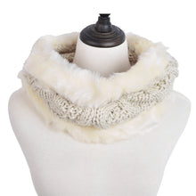 Load image into Gallery viewer, Premium Solid Color Winter Diamond Knit Faux Fur Trim Infinity Loop Circle Scarf