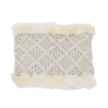 Load image into Gallery viewer, Premium Solid Color Winter Diamond Knit Faux Fur Trim Infinity Loop Circle Scarf