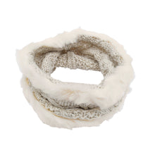 Load image into Gallery viewer, Premium Solid Color Winter Diamond Knit Faux Fur Trim Infinity Loop Circle Scarf