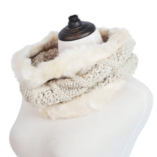 Load image into Gallery viewer, Premium Solid Color Winter Diamond Knit Faux Fur Trim Infinity Loop Circle Scarf