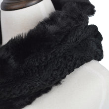 Load image into Gallery viewer, Premium Solid Color Winter Diamond Knit Faux Fur Trim Infinity Loop Circle Scarf