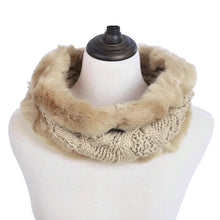 Load image into Gallery viewer, Premium Solid Color Winter Diamond Knit Faux Fur Trim Infinity Loop Circle Scarf