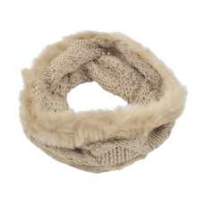 Load image into Gallery viewer, Premium Solid Color Winter Diamond Knit Faux Fur Trim Infinity Loop Circle Scarf