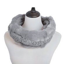 Load image into Gallery viewer, Premium Solid Color Winter Diamond Knit Faux Fur Trim Infinity Loop Circle Scarf