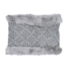 Load image into Gallery viewer, Premium Solid Color Winter Diamond Knit Faux Fur Trim Infinity Loop Circle Scarf