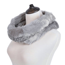 Load image into Gallery viewer, Premium Solid Color Winter Diamond Knit Faux Fur Trim Infinity Loop Circle Scarf