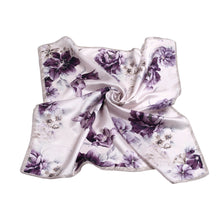 Load image into Gallery viewer, TrendsBlue Premium 100% Pure Silk Floral Print Small Square Scarf 21"
