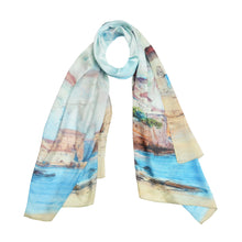 Load image into Gallery viewer, TrendsBlue Premium 100% Pure Silk Floral Scenery Painting Scarf Shawl Wrap