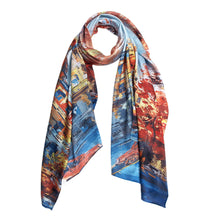 Load image into Gallery viewer, TrendsBlue Premium 100% Pure Silk Floral Scenery Painting Scarf Shawl Wrap