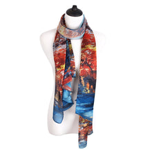 Load image into Gallery viewer, TrendsBlue Premium 100% Pure Silk Floral Scenery Painting Scarf Shawl Wrap