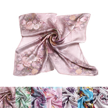 Load image into Gallery viewer, TrendsBlue Premium 100% Pure Silk Floral Print Small Square Scarf 21"